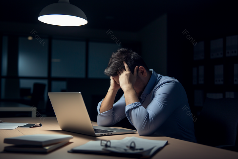 夜晚在办公室加班的疲惫男性,高清,摄影图,摄影图片,图片大全,摄影图免费下载